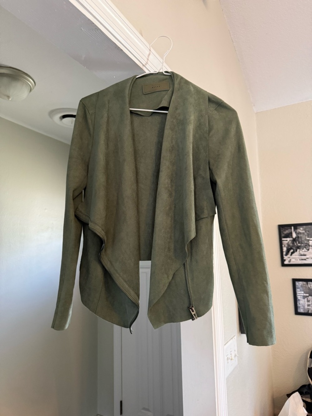 Blank NYC Olive Suede-Texture Drape Jacket